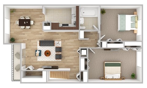 Floor plan for 2 beds, 1 bath, 900 sqft